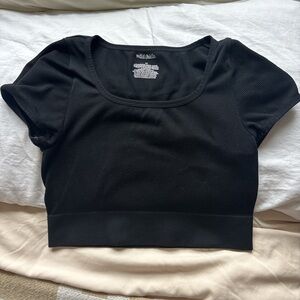 wild fable Black Ribbed Scoop Neck Crop Top